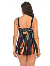 Women's Swimwear Tankini 2 Piece Plus Size Swimsuit High Waist Slim for Big Busts Stripes / Ripples Green Purple Rainbow Padded Strap Bathing Suits Sexy Sexy Modern / New / Padded Bras